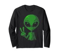 Art Alien Peace Sign UFO Long Sleeve T-Shirt