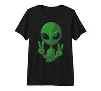 Art Alien Peace Sign UFO Premium T-Shirt