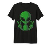 Art Alien Peace Sign UFO Premium T-Shirt