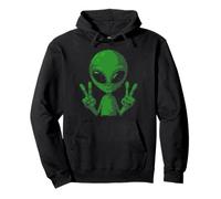 Art Alien Peace Sign UFO Pullover Hoodie