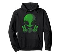 Art Alien Peace Sign UFO Pullover Hoodie