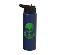 Art Alien Peace Sign UFO Stainless Steel Insulated Water Bottle