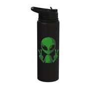 Art Alien Peace Sign UFO Stainless Steel Insulated Water Bottle