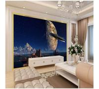 Art Alpine Mountains Great Lakes Flying Discs Earth Planets 3D Wallpaper Textured Silk Easy Install Living Room Sofa Bedroom Dining Room Home Decoration Wall-400cm×280cm