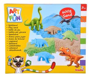 Art and Fun Dinosaur Play Sand Set, 3 x 200 g Sand, Platform, 4 x Dino 3D Shape,