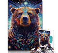 Art Animal Bear Adult Jigsaws 1000 Pieces Difficult,Learning Educational Toys Family Games with Matching Poster And Trivia Sheet (38x26cm)