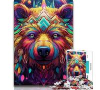 Art Animal Bear Jigsaw Puzzles for Teenagers,Help The Brain Exercise Addictive Toys to Cultivate Patience Suitable for Couples (75x50cm)