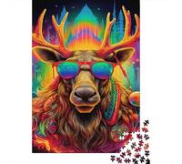 Art Animal Elk Paper Puzzles 1000 Piece Jigsaw Puzzles for Adults Educational Game Challenge Toy Christmas Eve Gifts 1000pcs (38x26cm)
