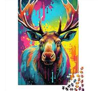 Art Animal Elk Puzzle for Adults And Teenagers 1000 Pieces Wooden Puzzles for Adults Puzzles for Teenagers Age 12 Years Up 1000pcs (75x50cm)