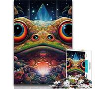 Art Animal Frog 1000 Piece Jigsaw Puzzles for Teenagers,Help The Brain Exercise Addictive Toys to Cultivate Patience Unique Challenge Game (38x26cm)
