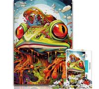 Art Animal Frog Adult Jigsaw Puzzles 1000 Pieces,Staycation Kill Time Every Piece Is Unique - Challenging Family Fun Game 38x26cm