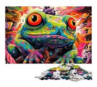 Art Animal Frog Jigsaw Puzzles for Adults 1000 Piece Wooden Jigsaw Puzzles Challenging Brain Teaser for Teenagers, Family Game Night Fun 50x75CM/19.68x29.52inch