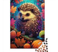 Art Animal Hedgehog 1000 Pieces Puzzles for Teenagers Gifts Wooden Puzzle Jigsaws for Adults Home Educational Games DIY Toys 1000pcs (75x50cm)