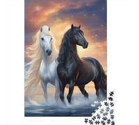 Art Animal Horse 1000 Pieces Puzzles for Adults, Jigsaw Puzzles 1000 Pieces, DIY Puzzle Toy As Birthday Gifts 1000pcs (75x50cm)