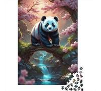 Art Animal Panda Puzzles 500 Piece Jigsaws for Adults Learning Educational Toys Family Games Festival Birthday Gifts 500pcs (52x38cm)