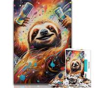 Art Animal Sloth Puzzles for Adults Teens 1000pc Puzzle,Challenging Game And Family Play with Fully Interlocking Randomly Shaped Pieces (38x26cm)