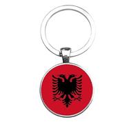 Art Attack Albanian Flag Keychain, Albania Eagle National Team Items Map Country Charm Pendant Key Chain Ring (Silver), Silver, S