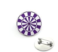 Art Attack Dartboard Badge, Shirt Suit Brooch Pin Great for Dart Teams & Leagues (Purple & White)