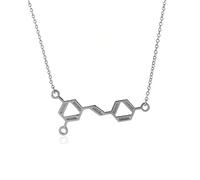 Art Attack I Love Wine Necklace, Alcohol Molecule DNA Chemistry Science Party Pendant (Silver)
