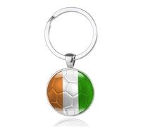 Art Attack Ivory Coast Flag Soccer Keychain, Cote d'Ivoire National Football Team Accessories History Party Favor Fan Car Key Chain Ring Pendant Charm (Silver), Silver, S