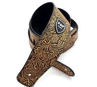 Art Attack Tan Leather Floral Flower Music Electric Acoustic Ukulele Bass Guitar Strap