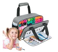 Art Bags Organizer, Craft Supply Storage Case, Large Capacity Paint Holder, Multi-Pocket Travel Tote, Perfect for School Offices Teacher Artist Use, 22x35.5x18cm Gray Black