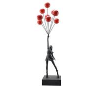 Art Balloon Girl Statues Banksy Flying Balloon Girl Sculpture Resin Craft Home Decoration Living Room Decoration (Red Black)