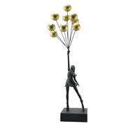 Art Balloon Girl Statues Banksy Flying Balloon Girl Sculpture Resin Craft Home Decoration Living Room Decoration (Gold Black)