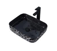 Art Basin Modern Minimalist Black Ceramic Above Counter Basin Home Art with Faucet and Drain Set Vanity Sink