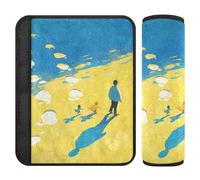 Art Beach Shadow Blue Yellow 2 pcs car seat Strap Covers, Stop seat Belt Cutting into Neck, Shoulder Belt pad for Truck