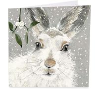 Art Beat Charity Christmas Cards - Pack of 6 Premium Christmas Greeting Cards with Envelopes - Flitter Finish - Festive Hare in the Snow - Supporting Shelter