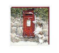 Art Beat Pack of 6 Artistic Charity Christmas Cards - Christmas Post - Lovely Illustration of A Dog Posting A Letter Winter Scene - 6 Cards of 1 Design