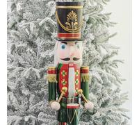 Art Beauty 4ft Christmas Nutcracker Wooden Drummer Soldier Nutcracker Figurine Veterans Day & Christmas Decoration for Front Door, Porch, Tree, Mantel, Fireplace