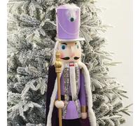 Art Beauty 4ft Purple King Wooden Christmas Nutcracker Soldier Figurine Life Size Collectible Nutcracker Decorations for Christmas Decorations