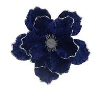 Art Beauty Artificial Velvet Magnolia Silver Blue Pack of 6 Flower Picks Stems for Wedding Christmas Tree Decorations