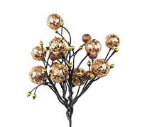 Art Beauty Champagne Christmas Berry Picks Decorations Artificial Glittered Berries Stems Crafts Tree Decoration Ornaments for Xmas Tree Wedding Centerpiece Pack of 6 (Champagne)