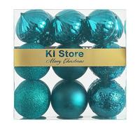Art Beauty Dark Teal Christmas Baubles 80mm Christmas Tree Decoration Ornaments 18pcs Shatterproof Balls for Xmas Hanging Decorations Festival Holiday Decor
