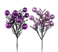 Art Beauty Purple Christmas Berry Picks Decorations Pack of 9 Artificial Glittered Berries Stems Crafts Tree Decoration Ornaments for Xmas Tree Topper Wedding Centerpiece