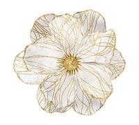 Art Beauty Velvet Christmas Poinsettia White and Gold 6pcs Artificial Magnolia Flower Ornaments Picks Stems for Christmas Tree Decorations