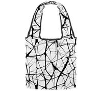 Art Black Lines Spider Silk Reversible Canvas Shoulder Tote - Double-Sided Print, 12oz Cotton, 27cm Drop, Fold-Flat Bag for Travel, Shopping, Street Outings