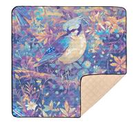 Art Blue Birds Large Sturdy Baby Playmat for Floor Water Resistant Activity Gym Mat for Baby Toddler Infant, 50'' x 50''