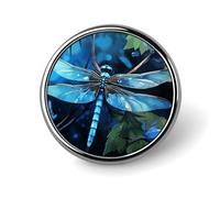 Art Blue Dragonfly Badge Holder Exquisite Round Badge with Picture Pin DIY Button Badges Personalized Metal Button Pin Fashion Brooch Crafts Gifts Clothes Decorative Pins