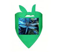 Art Blue Dragonfly Dog Bandana, Classic Plaid Dog Bandanas for Small Medium Large Dogs, Adjustable Washable Cotton Pet Scarf, Reversible Triangle Bibs for Puppy Dogs Cats Birthday Party Daily Wear