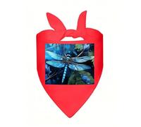 Art Blue Dragonfly Dog Bandana, Classic Plaid Dog Bandanas for Small Medium Large Dogs, Adjustable Washable Cotton Pet Scarf, Reversible Triangle Bibs for Puppy Dogs Cats Birthday Party Daily Wear
