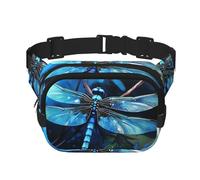 Art Blue Dragonfly Fanny Pack For Women Waterproof Adjustable Belt Bags Waist Pack Fashion Casual Crossbody Bags Bum Bag For Running Workout Hiking Traveling, Black, One Size