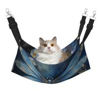 Art Blue Dragonfly Hanging Pet Hammock with Adjustable Straps and Metal Hooks Double Sided Bed