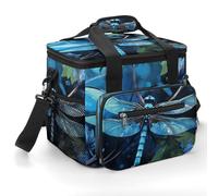 Art Blue Dragonfly Insulated Cooler Bag, Lunch Box | 22.5L Large Lunch Bag for Man Women, Oxford Lunch Tote Bag, Portable Leakproof Ice Chest for Beach Camping Shopping Picnic