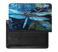 Art Blue Dragonfly Passport Holder Passport Wallet Document Organizer Protector PU Leather Card Slot Travel Accessories