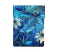 Art Blue Dragonfly Print 13-inch Laptop Sleeve, Slim Shockproof Insertion Design Leather Laptop Case for Office, School, Travel