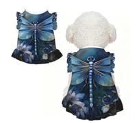 Art Blue Dragonfly Print Pet Breathable Sleeveless Skirt XS